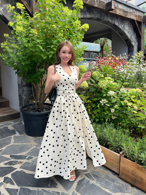 Dot Holter Long Dress／White