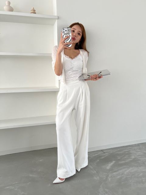 Lace Camisole & Cardigan／white