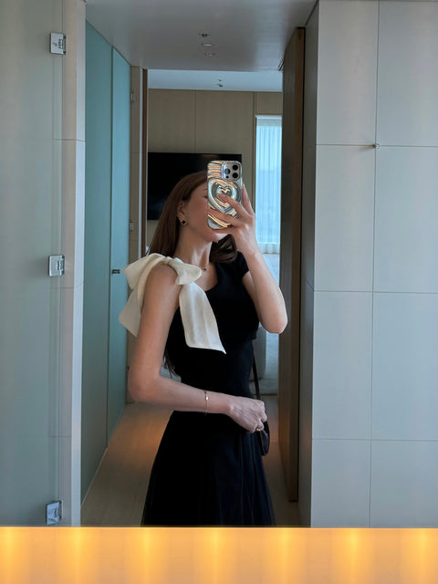 Oneshoulder ribbon／black(送料無料)