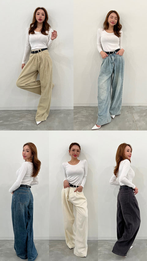 Curvy Wide Denim／LightBlue、White 再販売ご予約受付中