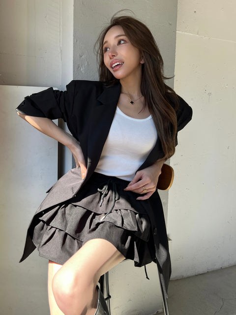 Tiered Frill Mini Skirt(インナーパンツ付き)／Setupで購入の場合は900円OFF➞￥16,000
