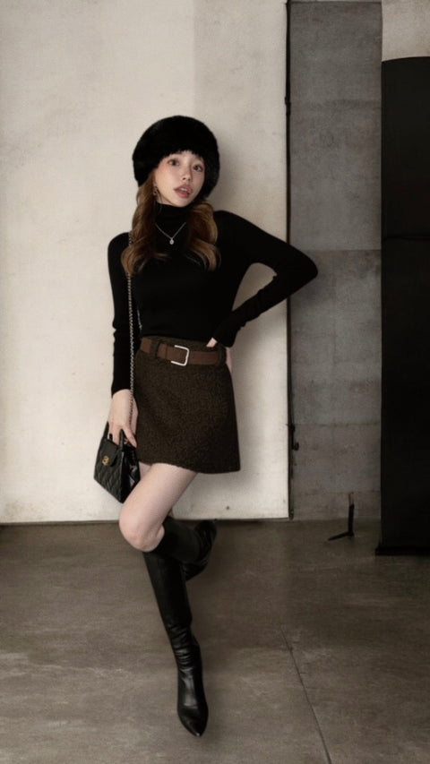 Teddy Mini Skirt(ベルトset)darkbrown／Mサイズは只今ご予約受付中
