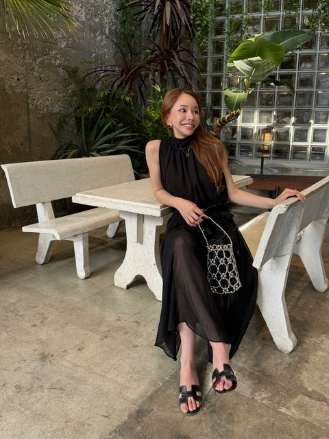Sheer 4Way Ribbon Dress／Long black