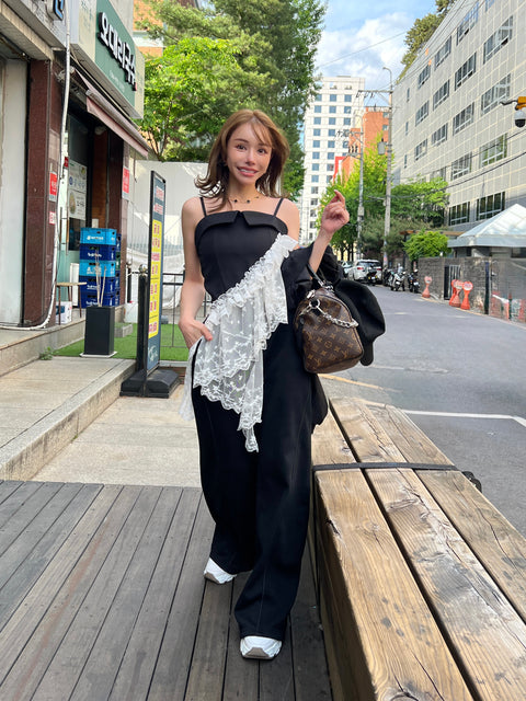Asymmetric Lace Camisole/Black