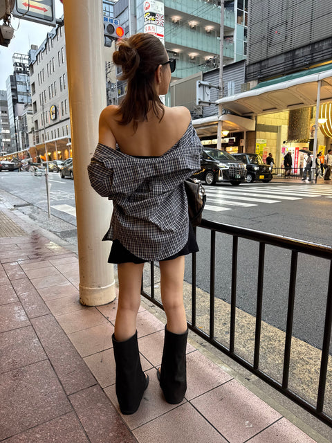 Drape Sandal Boots／Black(只今ご予約受付中)
