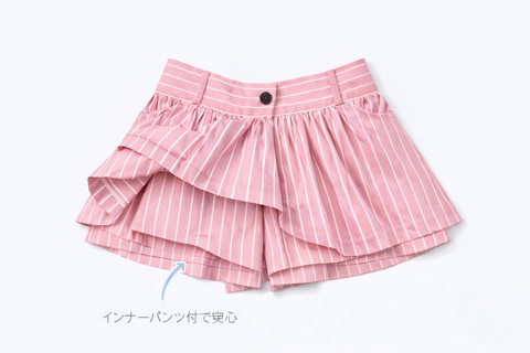 Flare Pleats Stripe Mini Skirt(4/9発送)
