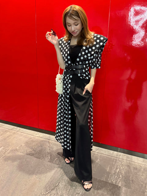 Asymmetric Dot Flare Robe／送料無料