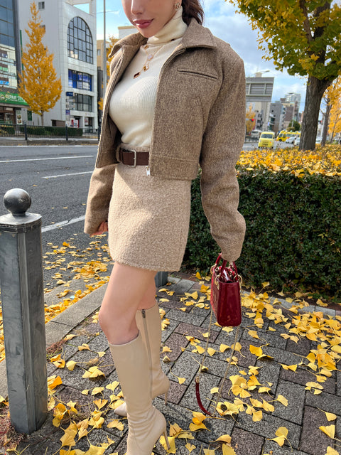 Teddy Mini Skirt(ベルトset)beige／S・Mご予約受付中