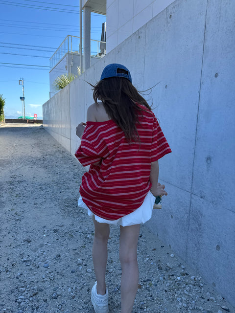 Off-Shoulder Over Top／red・navy