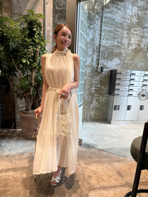 Sheer 4Way Ribbon Dress／Long ivory