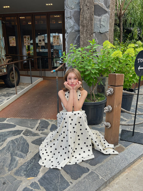 Dot Holter Long Dress／White