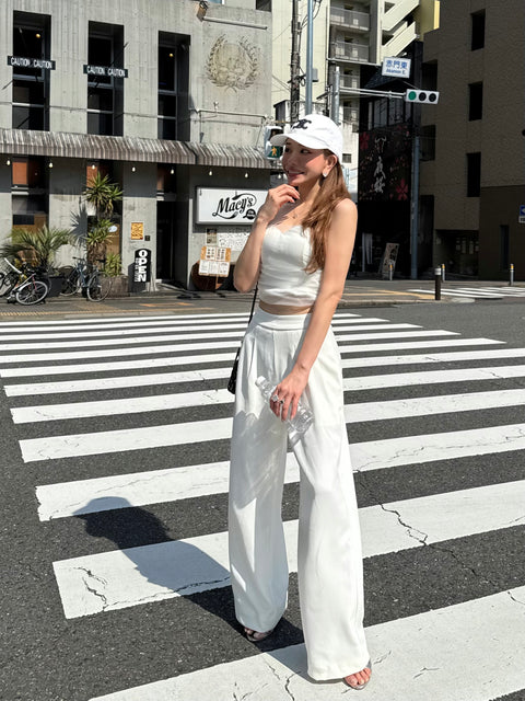 White bustier＆pants set／送料無料
