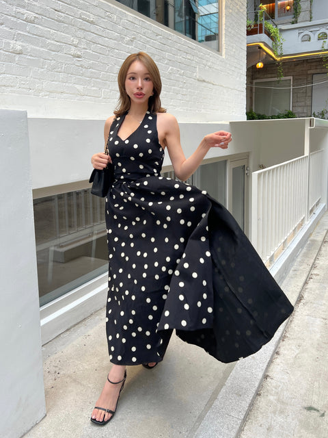 Dot Holter Long Dress／Black