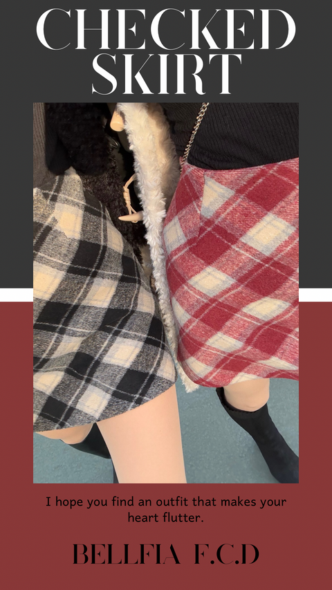 チェックスカート(Black)