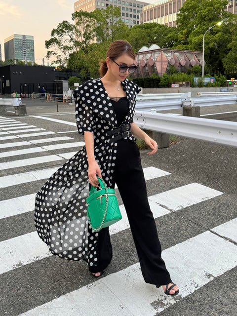 Asymmetric Dot Flare Robe／送料無料