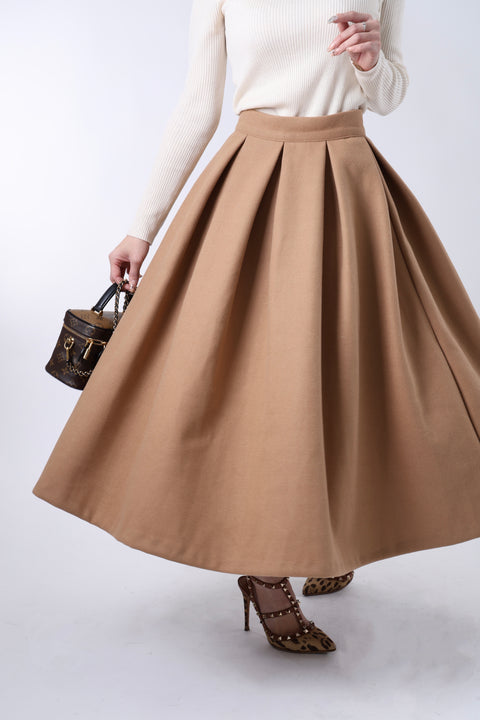 Longタックスカート(Camel)