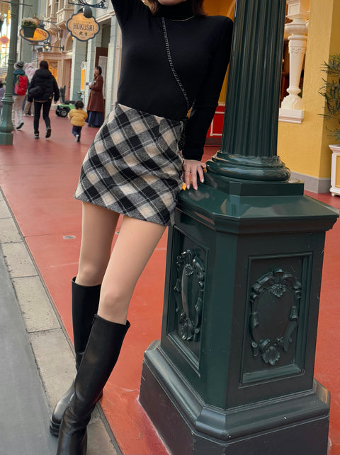 チェックスカート(Black)
