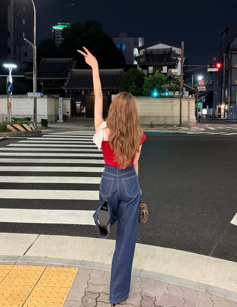 Oneshoulder ribbon／red(送料無料)