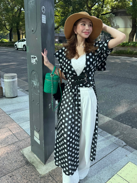 Asymmetric Dot Flare Robe／送料無料