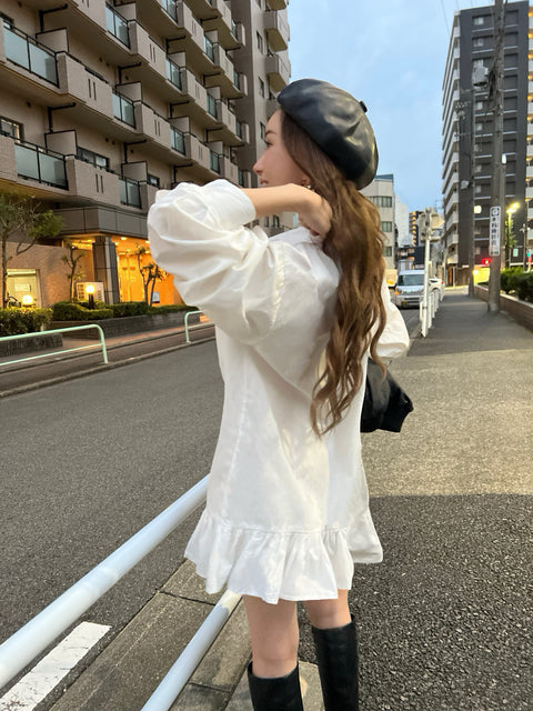 Frill Hem Shirt Onepiece／再販売ご注文受付中