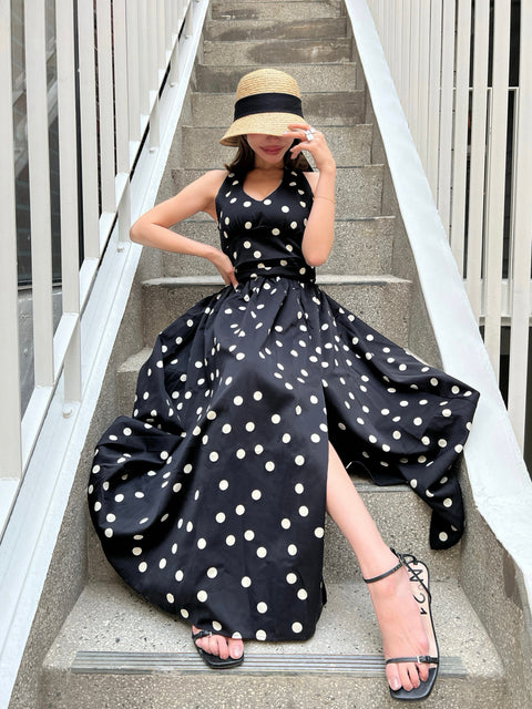 Dot Holter Long Dress／Black
