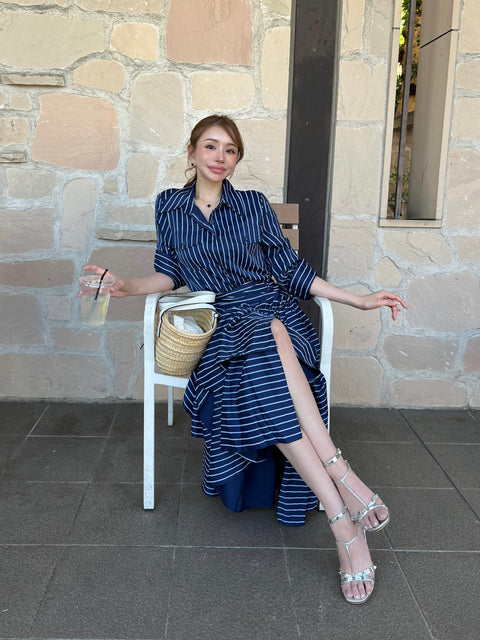 Stripe Tiered One-piece Set