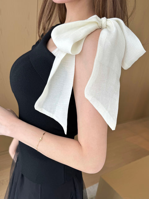 Oneshoulder ribbon／black(送料無料)