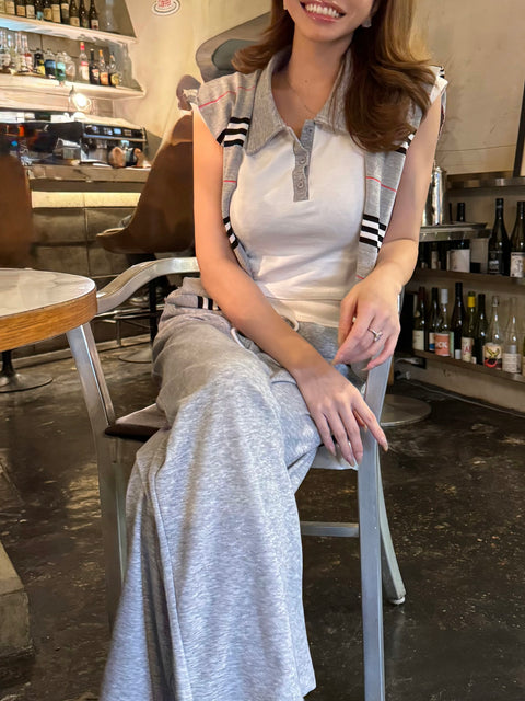 Border shawl Polo 3Set／gray (送料無料)