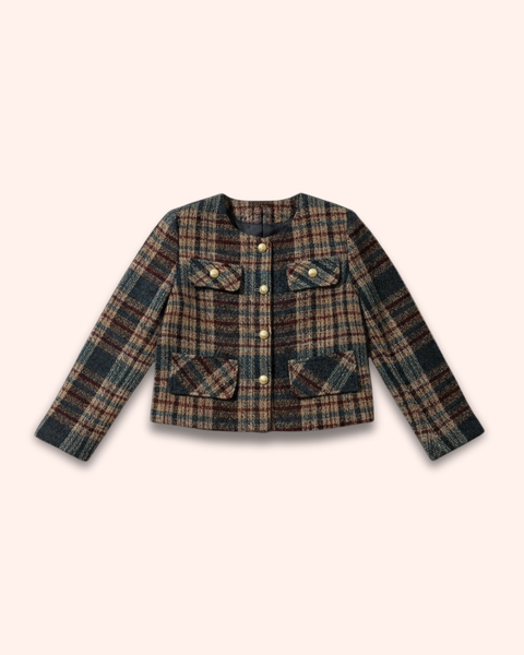 Classic Tweed Check Jacket／brown再販ご予約受付中(送料無料)