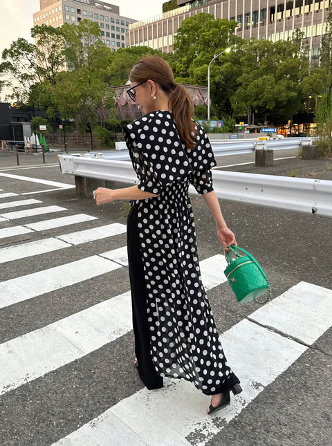 Asymmetric Dot Flare Robe／送料無料