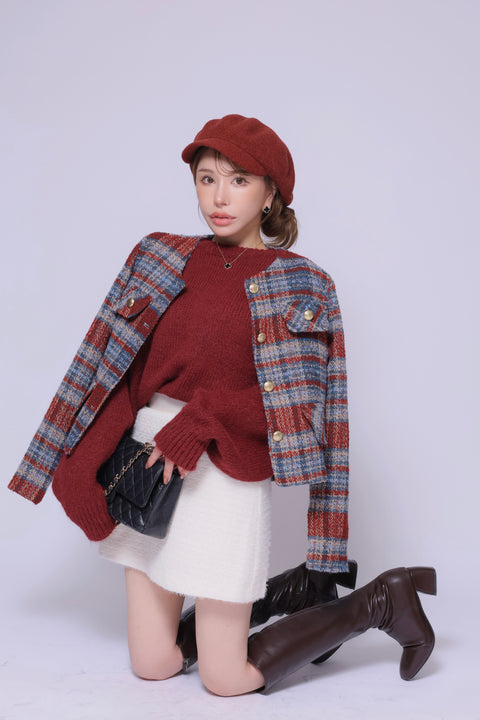 Classic Tweed Check Jacket／red再販ご予約受付中(送料無料)