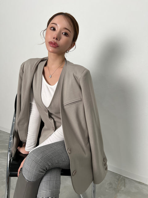 Grace No-Collar Jacket ／greige(送料無料)