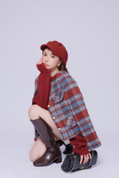 Classic Tweed Check Jacket／red再販ご予約受付中(送料無料)