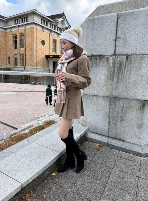 プリーツスカートセットアップ(Lightbrown)
