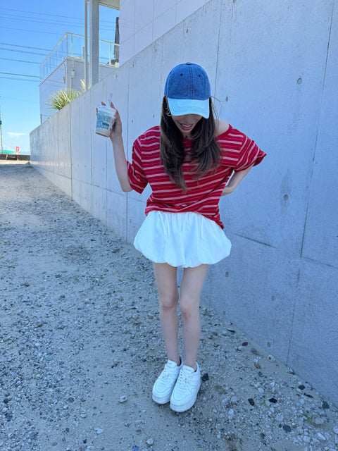 Airy Balloon Skort／white・black