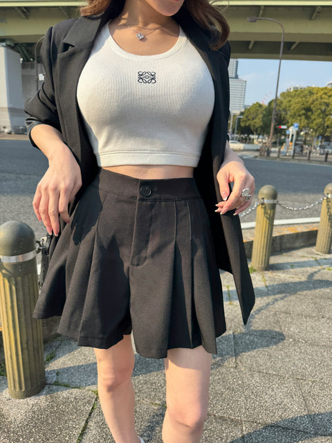 ジャケット＆プリーツショートパンツset/black