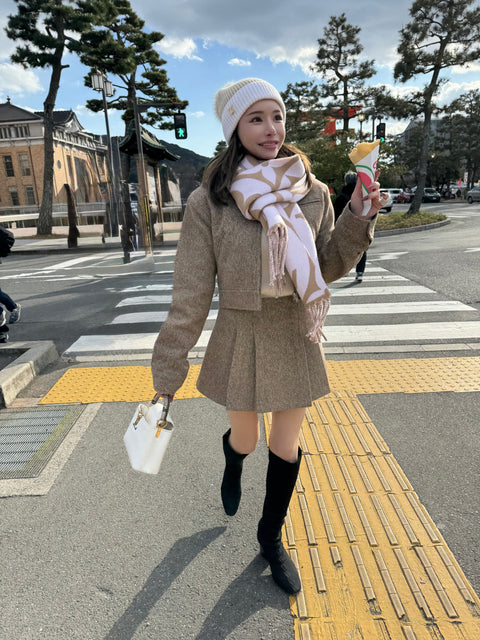 プリーツスカートセットアップ(Lightbrown)