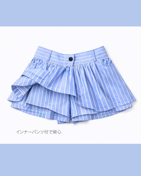 Flare Pleats Stripe Mini Skirt／(再販売ご予約受付中)