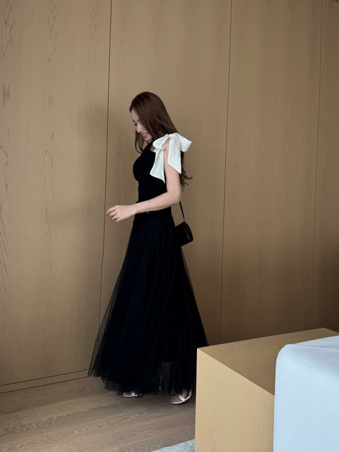 Oneshoulder ribbon／black(送料無料)