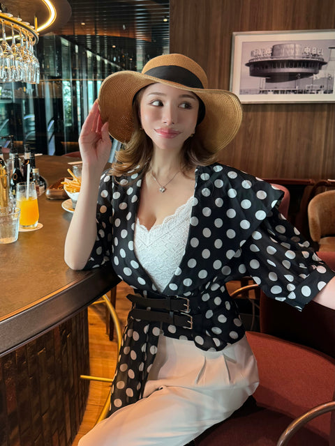 Asymmetric Dot Flare Robe／送料無料