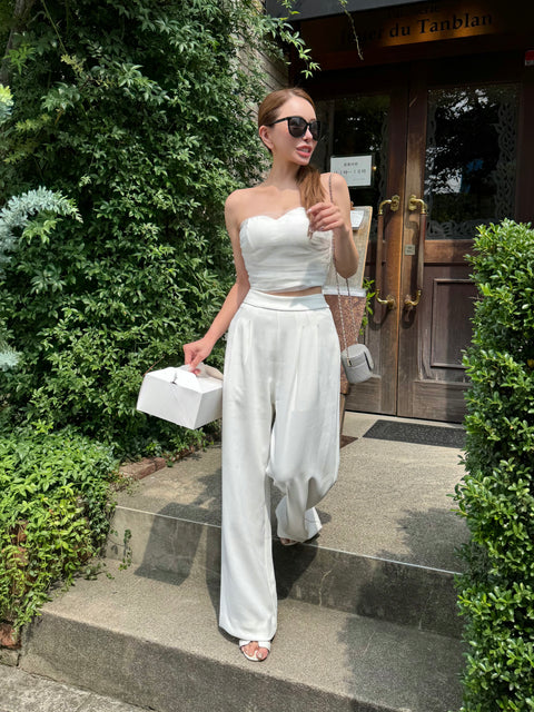 White bustier＆pants set／送料無料