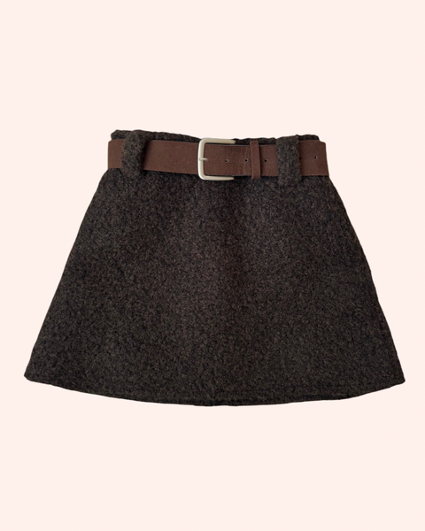 Teddy Mini Skirt(ベルトset)darkbrown／Mサイズは只今ご予約受付中