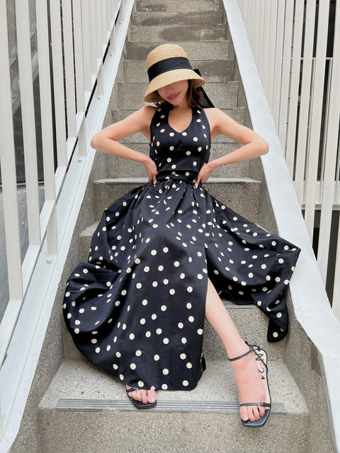 Dot Holter Long Dress／Black