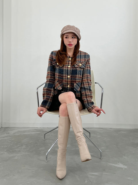 Classic Tweed Check Jacket／brown再販ご予約受付中(送料無料)