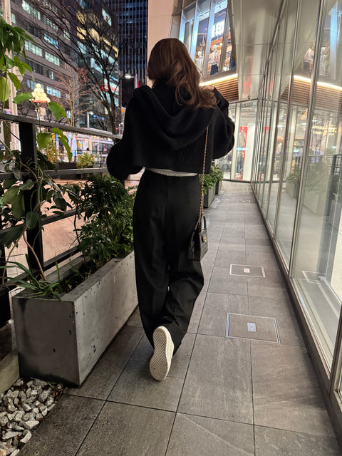 ダブルウエストパンツ/black(即納可)