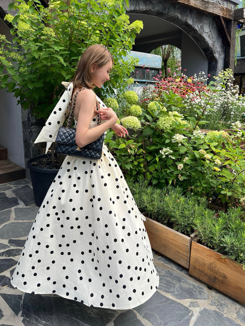 Dot Holter Long Dress／White