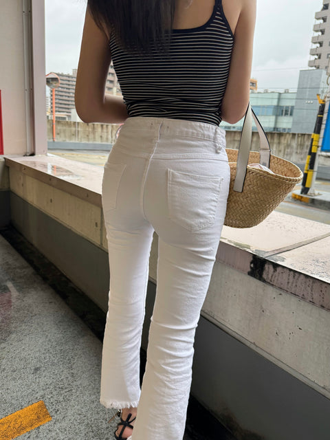 Flare denimpants／White(送料無料)