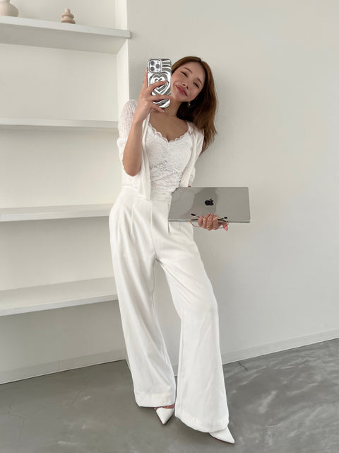 Lace Camisole & Cardigan／white