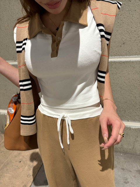 Border shawl Polo 3Set／brown (送料無料)
