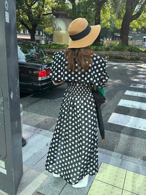Asymmetric Dot Flare Robe／送料無料